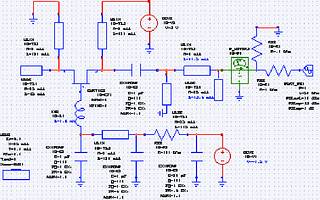 Figure 6. In the complete circuit of the oscillator, ideal blocking capacitors and RFCs have been replaced by series-resonant capacitors and quarter-wave lines. Additional filtering in the gate DC bias circuit provides stability, and an output matching circuit provides the proper load impedance